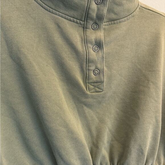 Aeropostale Cropped Sweatshirt Women’s XS Olive Green Button Pullover - Picture 5 of 8